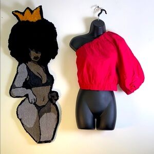 Abercrombie & Fitch Red One-Shoulder Top